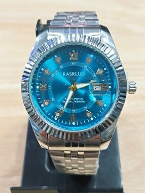 KASRLUO Blue Dial Stainless Silver Watch